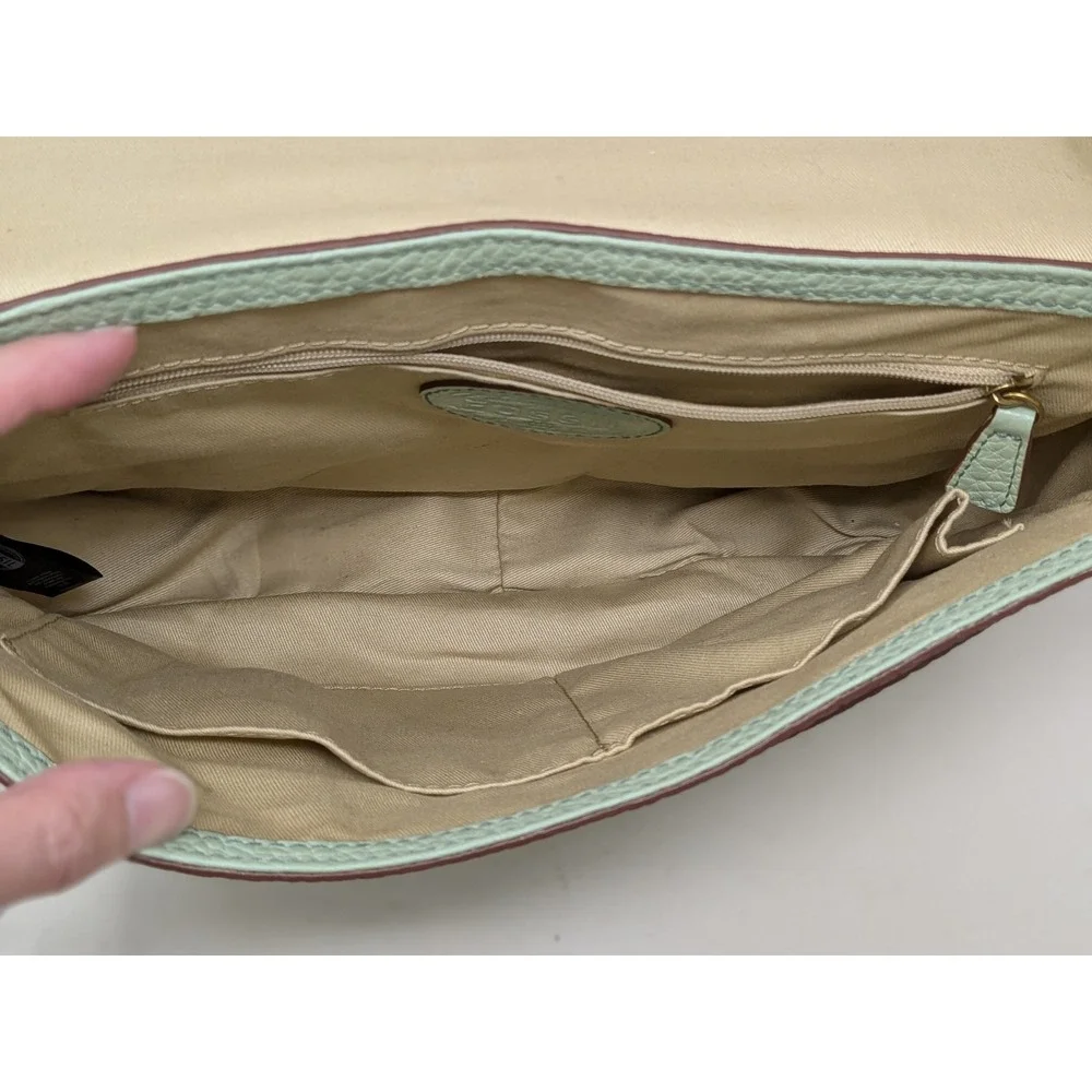 Fossil Memoir Flap Seafoam Mint Green Leather Crossbody Satchel Bag ZB5413 Dust